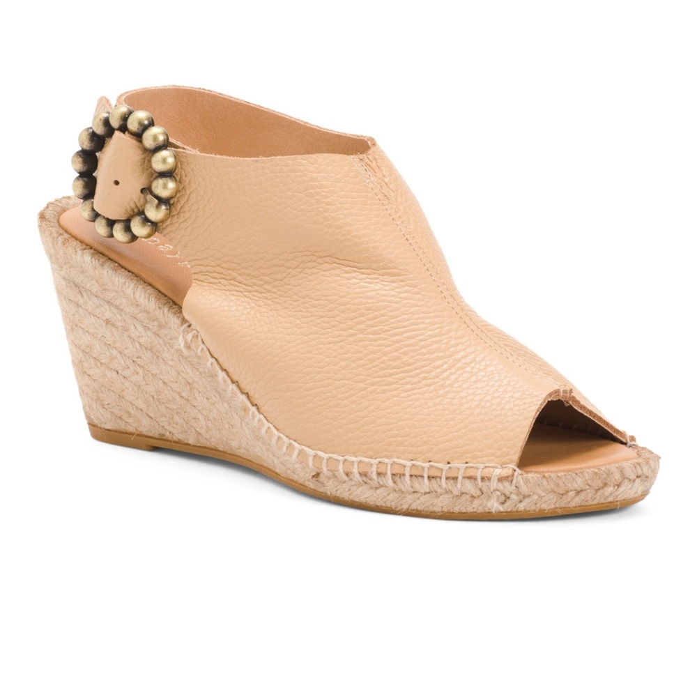 NWT MAYPOL Made In Spain Leather Espadrille Wedge Sandals Size 7.5